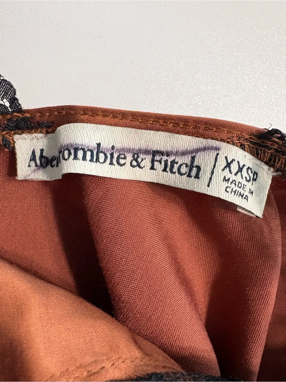 Abercrombie & Fitch XXSP Rust Satin Lace Trim Maxi Slip Dress Y2K